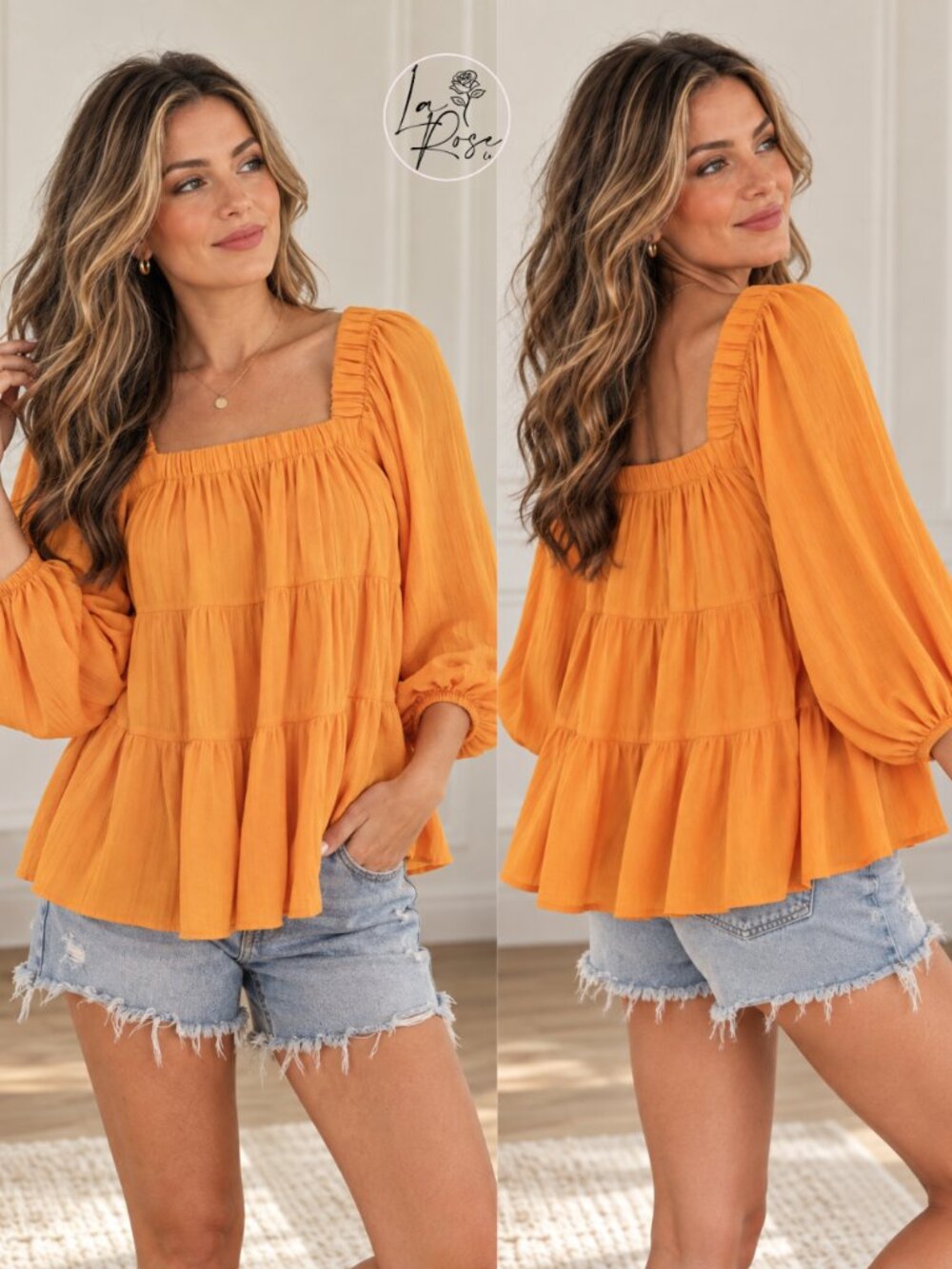 Moira Tiered Square Neck Blouse